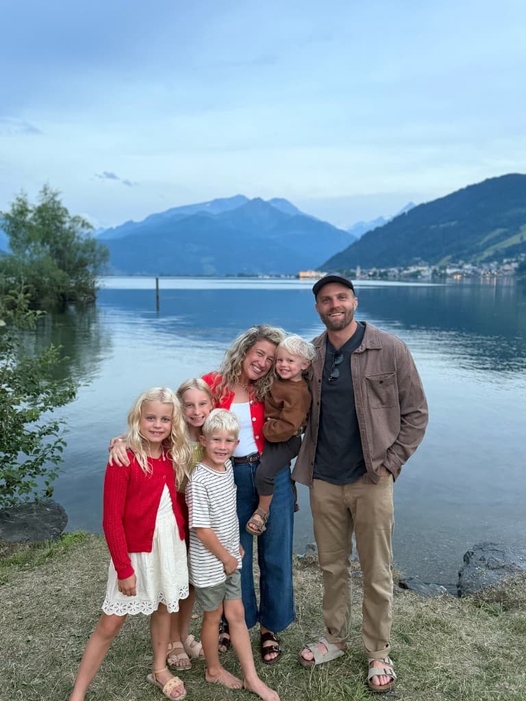 A Panther Pest Control owner with his family enjoying a lakeside getaway