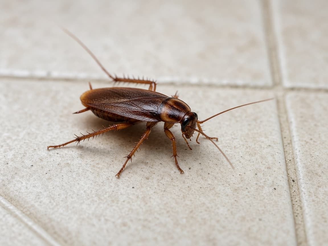 Close-up of an American cockroach (palmetto bug) on the floor of an Orlando home