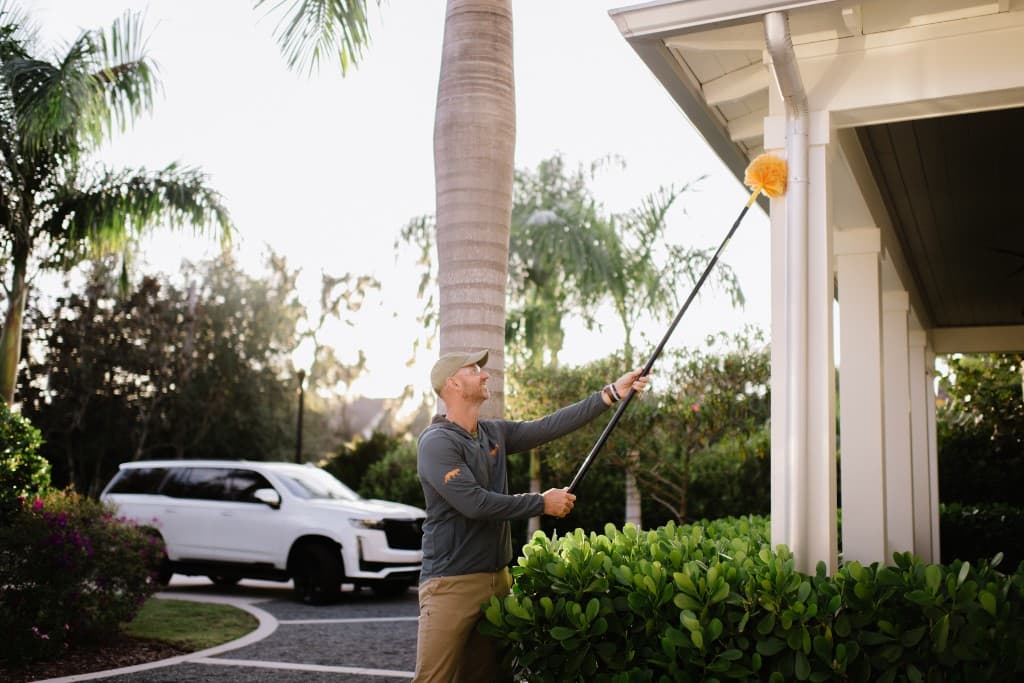 Eave cleaning at a Central Florida luxury home